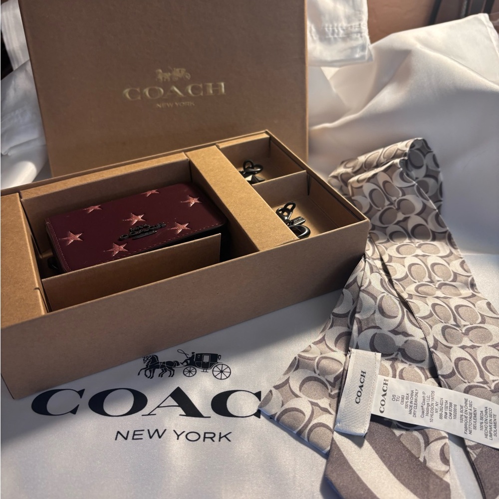 Coach Burgundy Wallet with Star Design